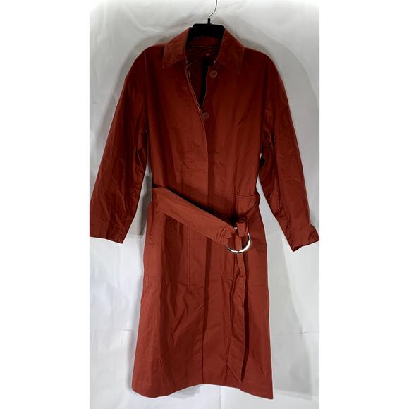 & OTHER STORIES Women's Rust Belted Button-Up Oversized Trench Coat SZ 2